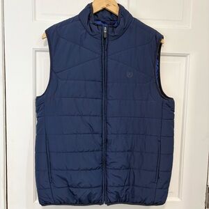 Chaps Men’s Blue Quilted Puffer Vest Full Zip Pockets Cabincore Outerwear Sz M